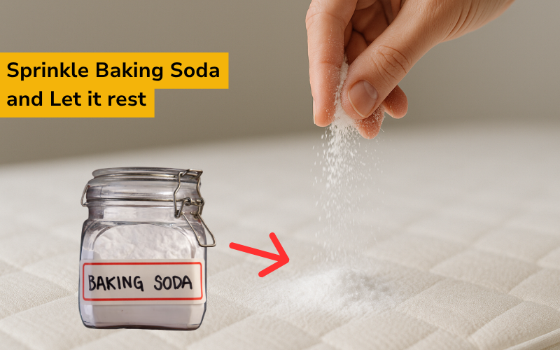 sprinkle baking soda over the mattress