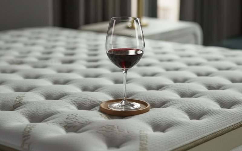 Glass test showing motion isolation on Saatva
