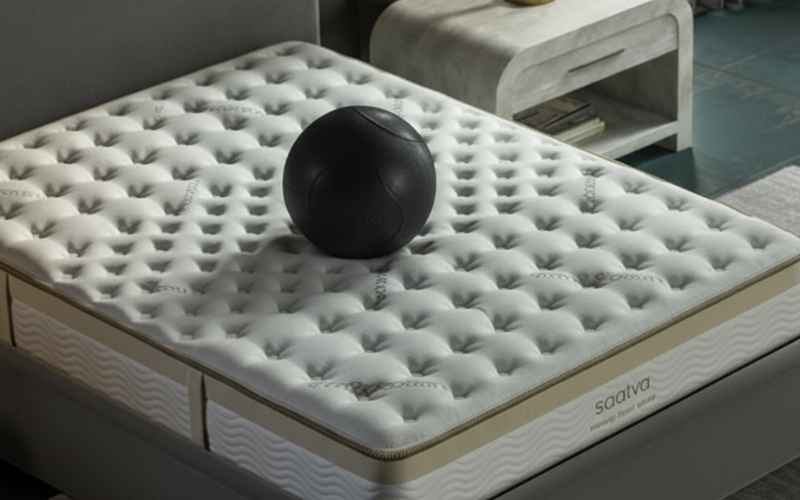 Weighted ball bounce test Saatva Hybrid mattress